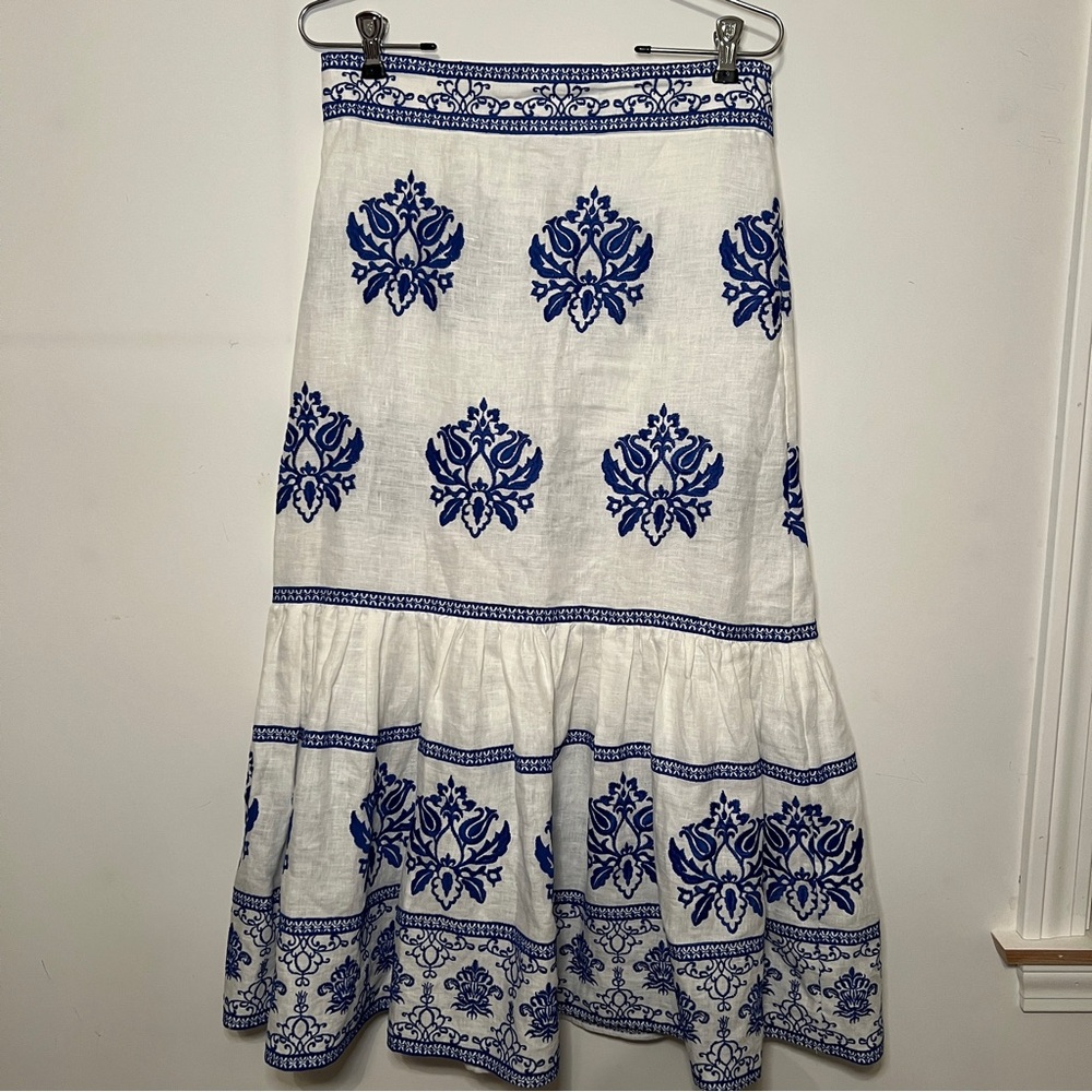 Zara Blue and White A-Line Skirt